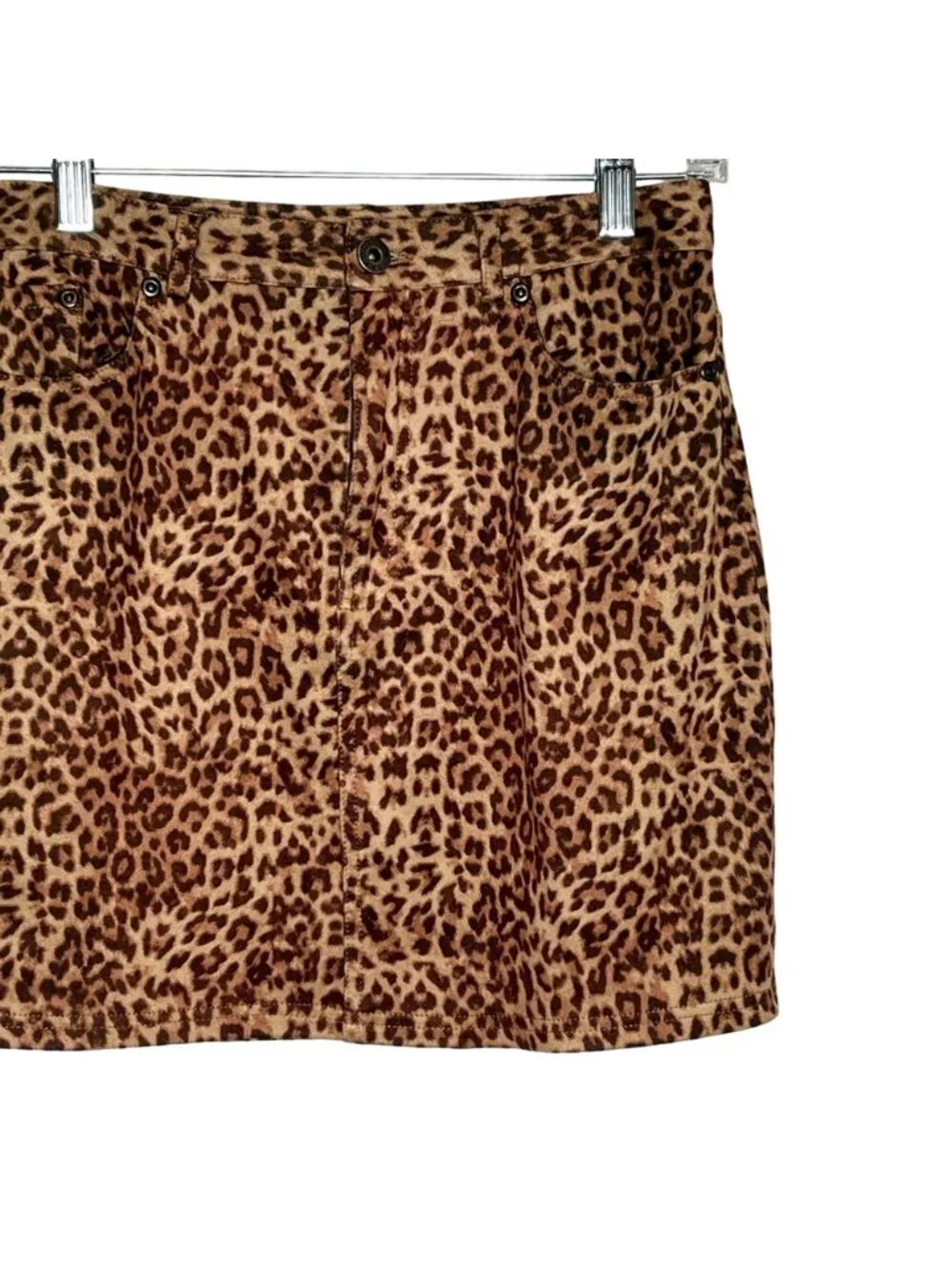 BB Dakota Faux Suede Mini Skirt Womens 2 Brown Leopard Animal Print
